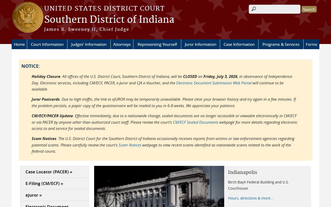 Federal court records for Madison County Southern District of Indiana