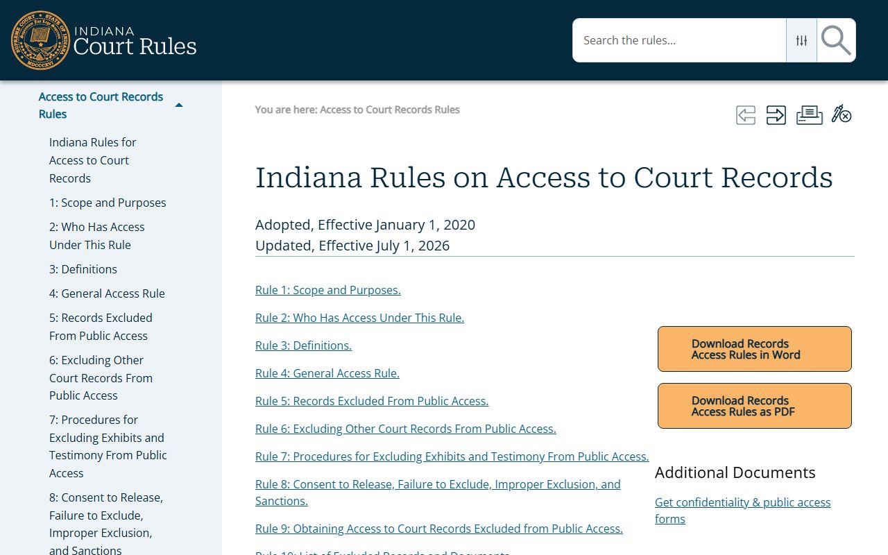 Madison County court records Indiana access rules