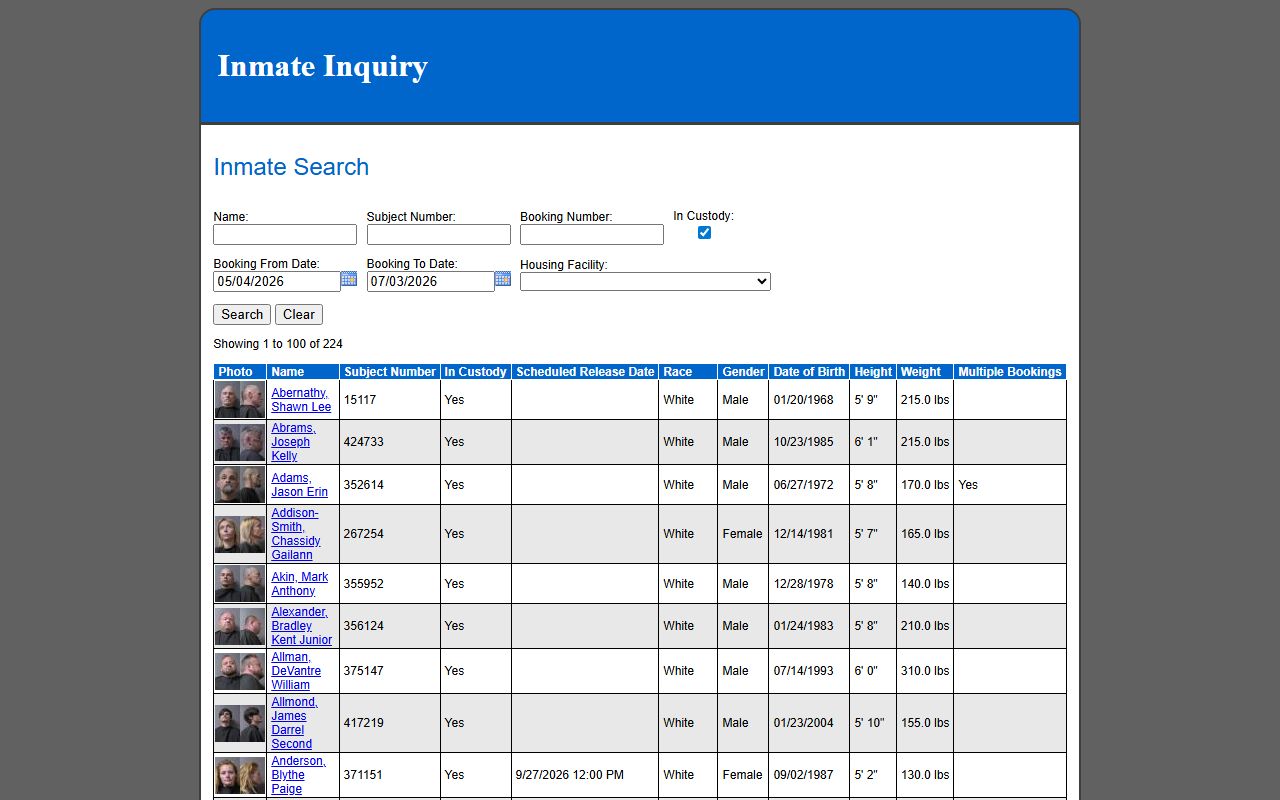Madison County inmate records jail inquiry portal