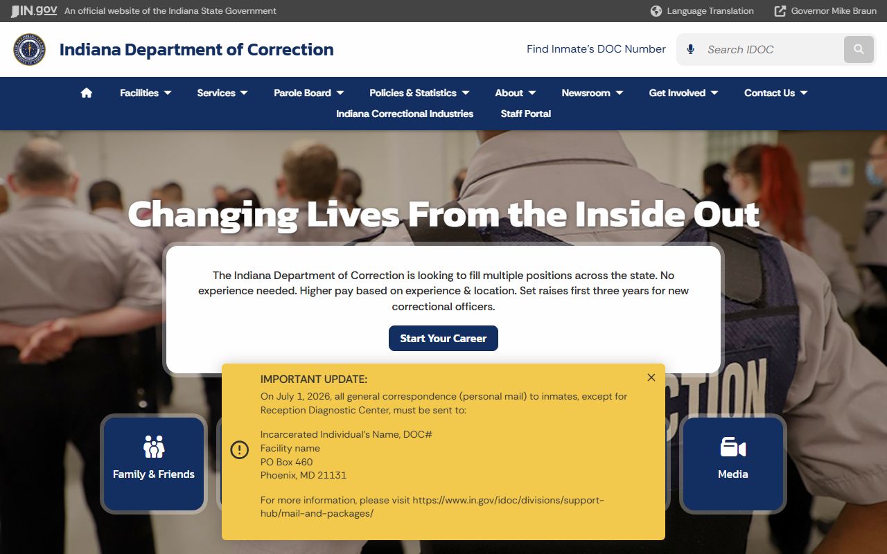 Madison County inmate records Indiana Department of Correction custody source