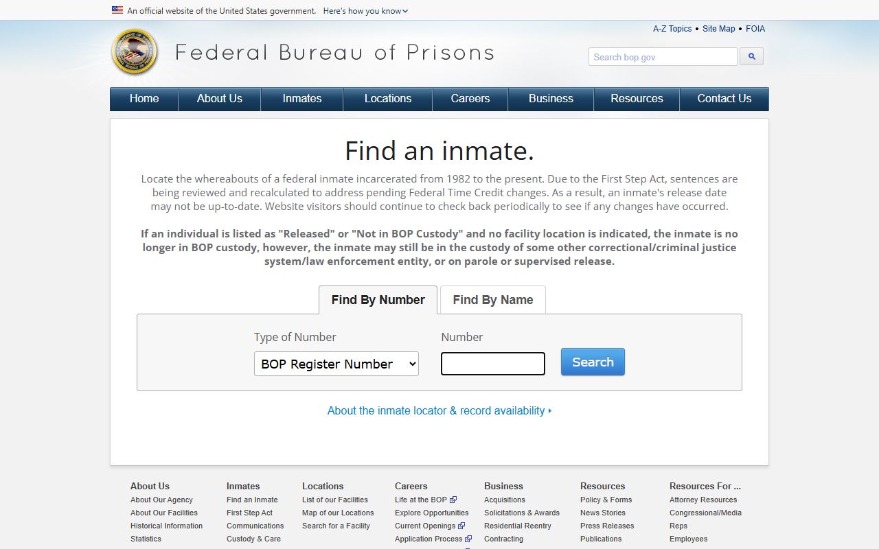 Madison County inmate records federal Bureau of Prisons locator source