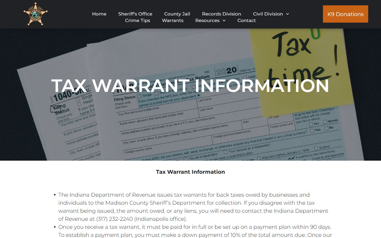 Madison County warrant records tax warrant information